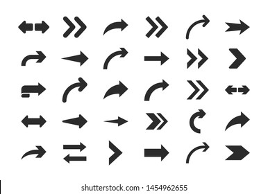 Arrows vector. Set flat different arrows isolated on white background. 