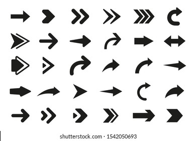 Arrows vector. Set flat different arrows isolated on white background
