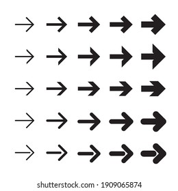 Arrows vector. Set flat different arrows isolated on white background