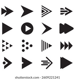Arrows vector. Set flat different arrows isolated on white background. abstract app arrow icon set. back forward black arrows button circle. click new collection design directional sing symbol. 
