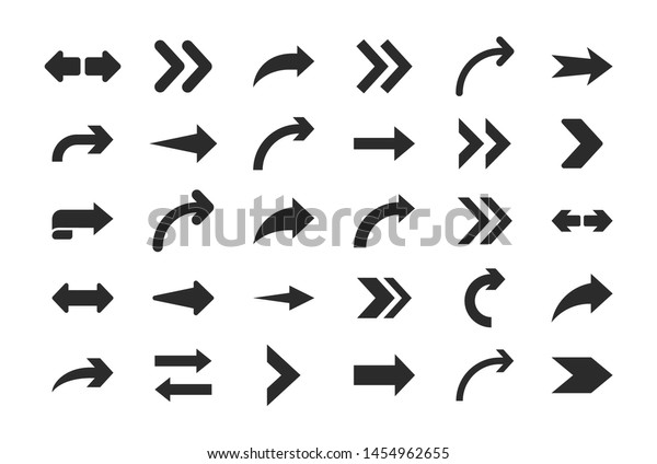 Arrows vector. Set flat different arrows isolated on\
white background. 