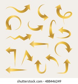 Arrows vector set with gold color