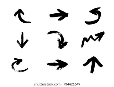 Arrows vector set isolated, hand drawn