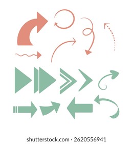 Conjunto de Vectores de flechas. Colores pastel
