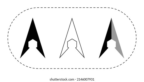 Arrows vector with simple shape with a semi hexagon in the center