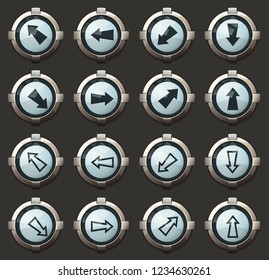 Arrows vector stylish round buttons for mobile applications and web