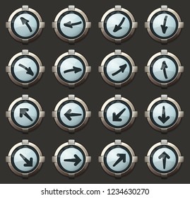Arrows vector stylish round buttons for mobile applications and web
