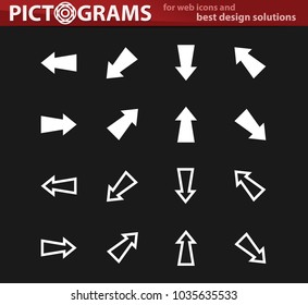 Arrows vector white icons for user interface design