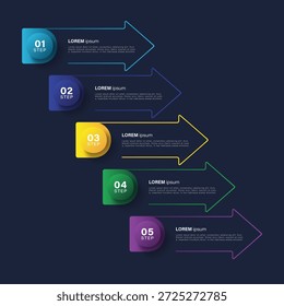 Arrows vertical modern infographic template for data visualization or growth analysis. 