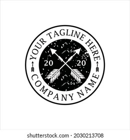 Arrows Vintage Retro Rustic Hipster Stamp logo design. Vector design elements, business signs, logos, identities, labels, badges and objects.