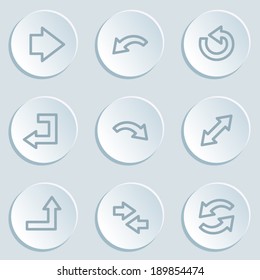 Arrows web icon set 1, white sticker buttons