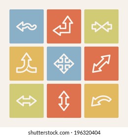 Arrows web icon set 2, color square buttons