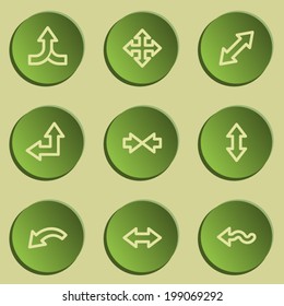 Arrows web icon set 2 , green paper stickers set