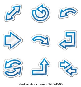 Arrows web icons, blue contour sticker series