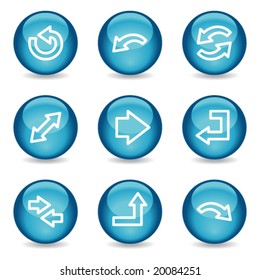 Arrows web icons, blue glossy sphere series