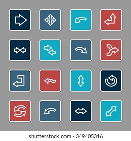 Flechas iconos web.  Avanzar e ir, intercambiar y reciclar símbolos, señales vectoriales