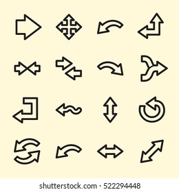 Arrows web icons.  Forward and go, exchange and recycling symbol, vector signs