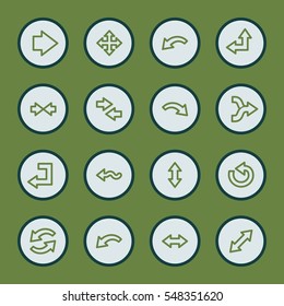 Arrows web icons.  Forward and go, exchange and recycling symbol, vector signs