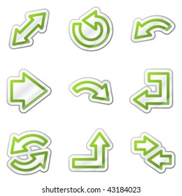 Arrows web icons, green contour sticker series