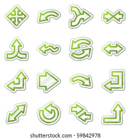 Arrows web icons, green contour sticker series