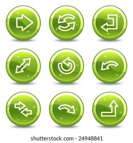 Arrows web icons, green glossy circle buttons series