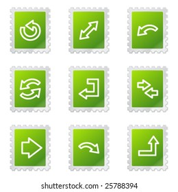 Iconos web de flechas, serie de sellos verdes