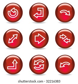 Arrows web icons, red glossy series