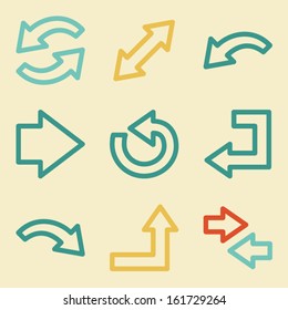 Arrows web icons, retro colors