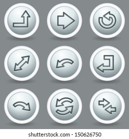 Arrows web icons set 1, circle grey matte buttons