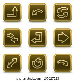 Arrows web icons set 1, square brown buttons