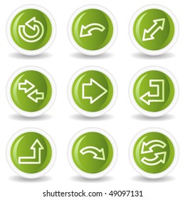 Arrows web icons set 1, green circle buttons