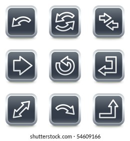 Arrows web icons set 1, grey square buttons