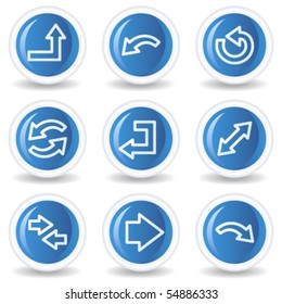 Filas de iconos web conjunto 1, botones de círculo brillante azul