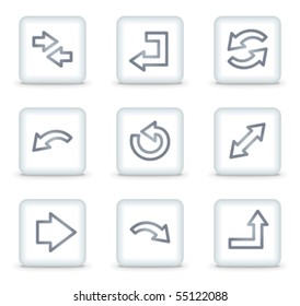 Pfeil-Web-Symbole setzen 1, weiße Quadrate-Schaltflächen