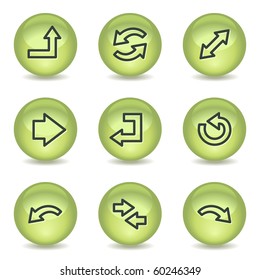Arrows web icons set 1, green glossy circle buttons
