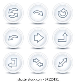 Arrows web icons set 1, white glossy circle buttons