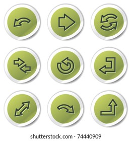 Arrows web icons set 1, green circle stickers