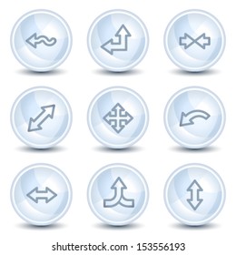 Filas de iconos web conjunto 2, botones de círculo brillante azul claro