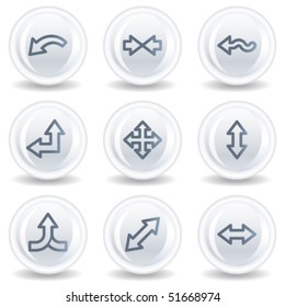 Arrows web icons set 2, white glossy circle buttons