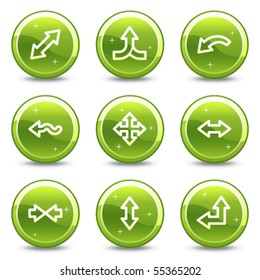 Pfeile Web-Symbole Satz 2, grüne Glossar-Kreis-Schaltflächen-Reihe