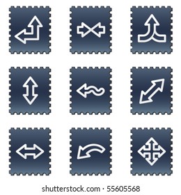 Arrows web icons set 2, navy stamp series