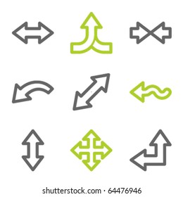 Arrows web icons set 2, green and gray contour series