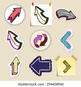 Arrows web icons set. Hand drawn and isolated. Stickers