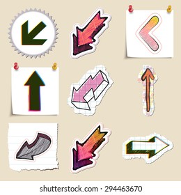 Arrows web icons set. Hand drawn and isolated. Stickers