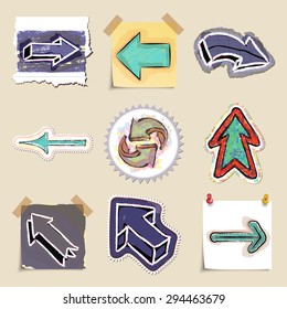 Arrows web icons set. Hand drawn and isolated. Stickers