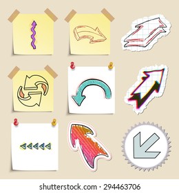 Arrows web icons set. Hand drawn and isolated. Stickers