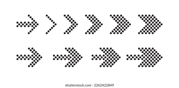 Arrows for website buttons set icon. Next page, scroll, leaf through, follow the link, right swipe, left, cursor, sign. Technology concept. Vector line icon on white background