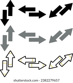 arrows white black series different direction