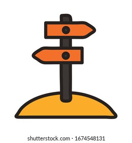 arrows wooden signal line and fill style icon vector illustration design