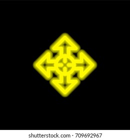 Arrows yellow glowing neon ui ux icon. Glowing sign logo vector